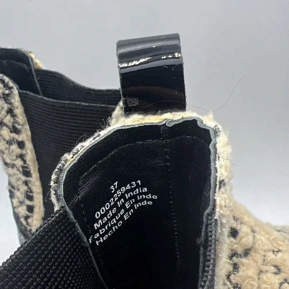 Free People Leather and Atlas Textile Chelsea Boots Size 37 Beige Black Boho - Picture 8 of 10